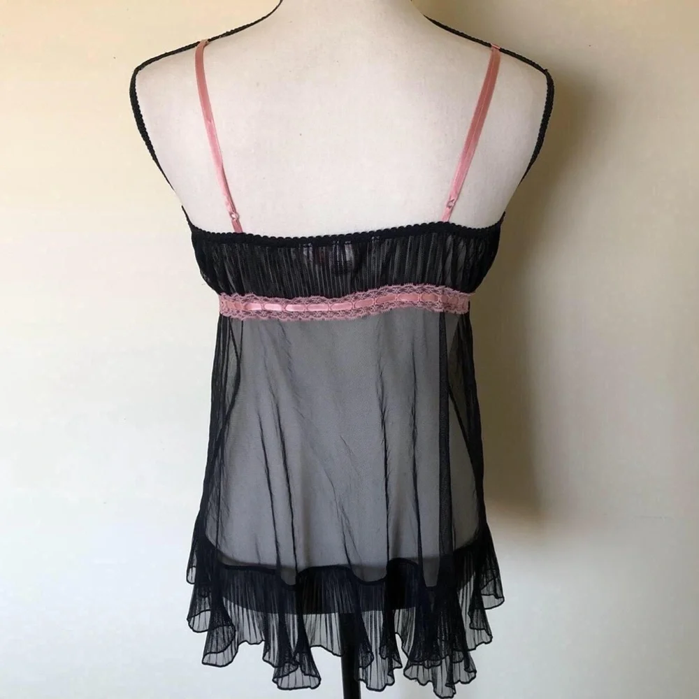 Victorias Secret Y2K Sheer Black Babydoll Lingerie Size Large - Picture 2 of 8